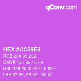 Color code: HEX #CC59E8 | qconv.com