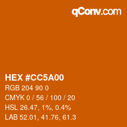 Color code: HEX #CC5A00 | qconv.com