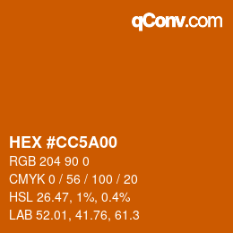 Color code: HEX #CC5A00 | qconv.com