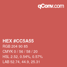 Color code: HEX #CC5A55 | qconv.com