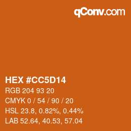 Color code: HEX #CC5D14 | qconv.com