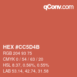 Color code: HEX #CC5D4B | qconv.com