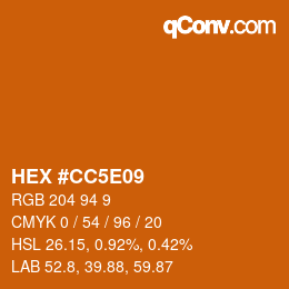 Color code: HEX #CC5E09 | qconv.com