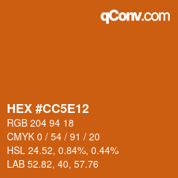 Color code: HEX #CC5E12 | qconv.com
