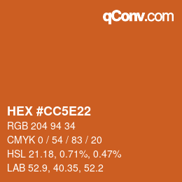 Color code: HEX #CC5E22 | qconv.com