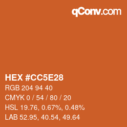 Color code: HEX #CC5E28 | qconv.com