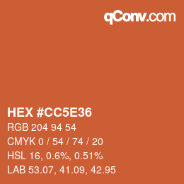 Color code: HEX #CC5E36 | qconv.com