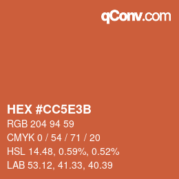 カラーコード: HEX #CC5E3B | qconv.com