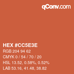 カラーコード: HEX #CC5E3E | qconv.com