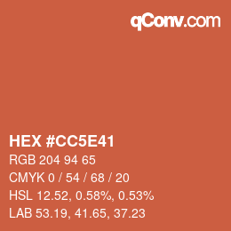 Color code: HEX #CC5E41 | qconv.com