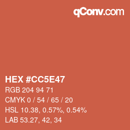 Color code: HEX #CC5E47 | qconv.com