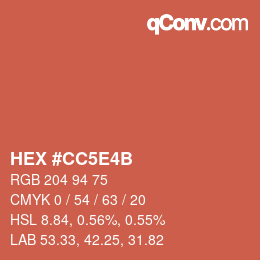 カラーコード: HEX #CC5E4B | qconv.com