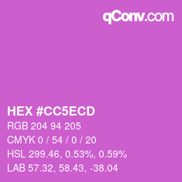 カラーコード: HEX #CC5ECD | qconv.com