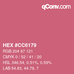 カラーコード: HEX #CC6179 | qconv.com