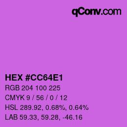 Color code: HEX #CC64E1 | qconv.com