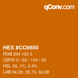 Color code: HEX #CC6600 | qconv.com