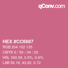 Farbcode: HEX #CC6687 | qconv.com
