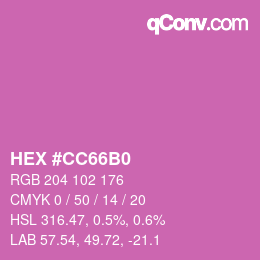 Color code: HEX #CC66B0 | qconv.com