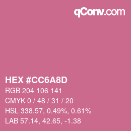 カラーコード: HEX #CC6A8D | qconv.com