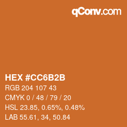 Color code: HEX #CC6B2B | qconv.com