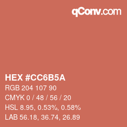 Color code: HEX #CC6B5A | qconv.com