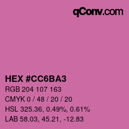 カラーコード: HEX #CC6BA3 | qconv.com