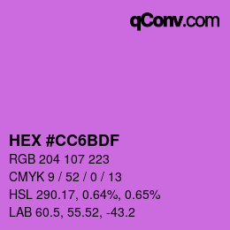 Color code: HEX #CC6BDF | qconv.com