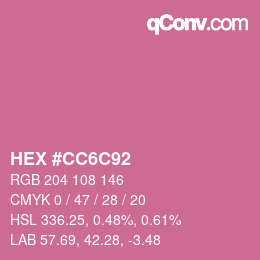 颜色代码: HEX #CC6C92 | qconv.com