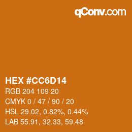カラーコード: HEX #CC6D14 | qconv.com