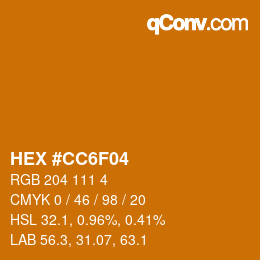 Color code: HEX #CC6F04 | qconv.com