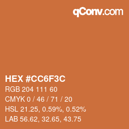 Color code: HEX #CC6F3C | qconv.com