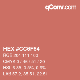 Color code: HEX #CC6F64 | qconv.com