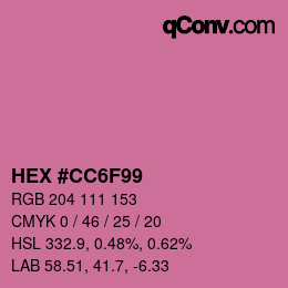 Color code: HEX #CC6F99 | qconv.com