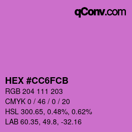 Color code: HEX #CC6FCB | qconv.com