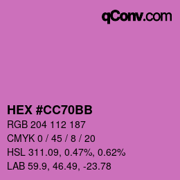 カラーコード: HEX #CC70BB | qconv.com