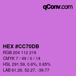Color code: HEX #CC70DB | qconv.com
