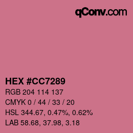 カラーコード: HEX #CC7289 | qconv.com