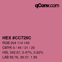 カラーコード: HEX #CC728C | qconv.com