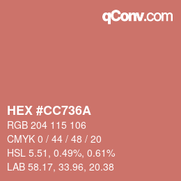 カラーコード: HEX #CC736A | qconv.com