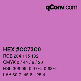 Color code: HEX #CC73C0 | qconv.com