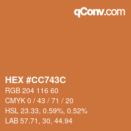 Color code: HEX #CC743C | qconv.com