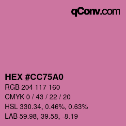 Color code: HEX #CC75A0 | qconv.com