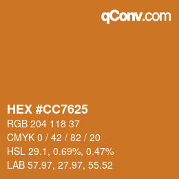 Color code: HEX #CC7625 | qconv.com