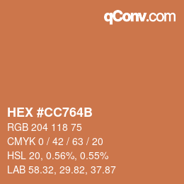 Color code: HEX #CC764B | qconv.com