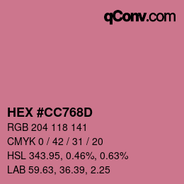 颜色代码: HEX #CC768D | qconv.com