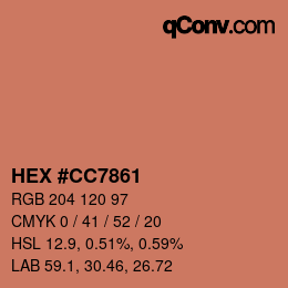 颜色代码: HEX #CC7861 | qconv.com