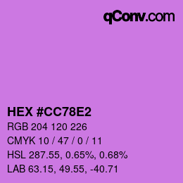 Color code: HEX #CC78E2 | qconv.com