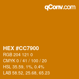 Color code: HEX #CC7900 | qconv.com