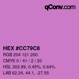 Code couleur: HEX #CC79C8 | qconv.com