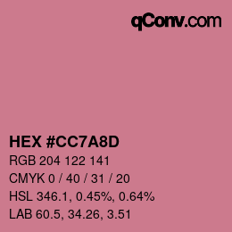 カラーコード: HEX #CC7A8D | qconv.com